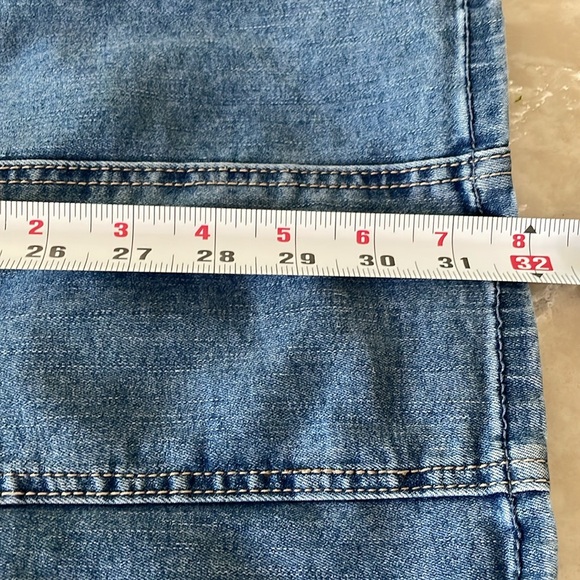 Blue jeans mini dress gold tone button front paneled a little stretch high waist - Picture 9 of 14